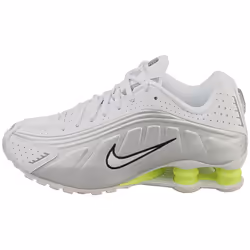 Nike Shox R4 Womens Fashion Trainers in White Silver - 6.5
