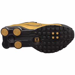 Nike Shox R4 Womens Fashion Trainers in Black Gold - 6.5