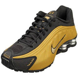 Nike Shox R4 Womens Fashion Trainers in Black Gold - 4.5