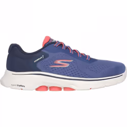 ) GO WALK 7 - Cosmic Waves | Navy/Coral | Womens Lace Up Trainers - 5 (Adults'