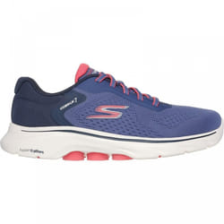 ) GO WALK 7 - Cosmic Waves | Navy/Coral | Womens Lace Up Trainers - 5 (Adults'