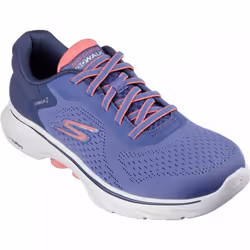 ) GO WALK 7 - Cosmic Waves | Navy/Coral | Womens Lace Up Trainers - 5 (Adults'