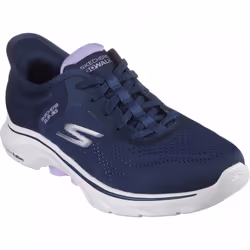 ) GO WALK 7 - Valin | Navy/Lavender | Womens Slip Ins Trainers - 6 (Adults'