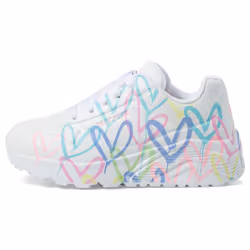 Skechers Girls Uno Lite-Spread The Love Sneaker White/Purple/Turquois