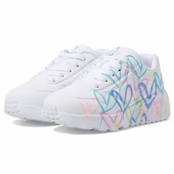Skechers Girls Uno Lite-Spread The Love Sneaker  White/Purple/Turquois