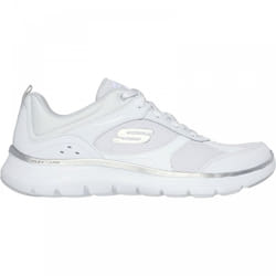 ) Flex Appeal 5.0 Fresh Touch | White/Silver | Womens Lace Up Trainers - 3 (Adults'