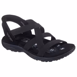 Skechers Women's Reggae Slim-Stretch Flex Hands Free Slip-ins Sandal  Black/Black  7