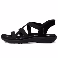 Skechers Women's Reggae Slim-Stretch Flex Hands Free Slip-ins Sandal  Black/Black  7