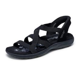 Skechers Women's Reggae Slim-Stretch Flex Hands Free Slip-ins Sandal  Black/Black  8