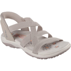) Skechers Reggae Slim Stretch Flex Textile Women's Taupe Sandals - Brown, 6 (Adults'