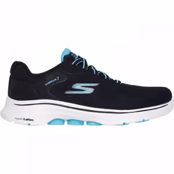 ) GO WALK 7 - Cosmic Waves | Black/Turquoise | Womens Lace Up Trainers - 4 (Adults'