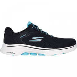 ) GO WALK 7 - Cosmic Waves | Black/Turquoise | Womens Lace Up Trainers - 6 (Adults'