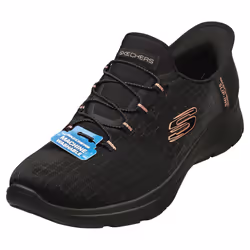 Skechers Slip-ins Summits Vegan Womens Fashion Trainers in Black Gold - 6