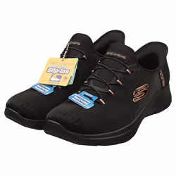 Skechers Slip-ins Summits Vegan Womens Fashion Trainers in Black Gold - 6 - Additional view 5