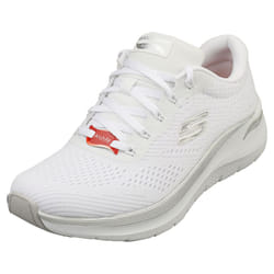 Skechers Arch Fit 2.0 Glow The Distance Womens Fashion Trainers in White Silver - 8