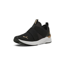 PUMA Women's Softride Harli Slip On Training Shoes  Black-White-Gold  7.5