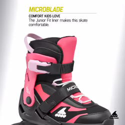 Rollerblade Microblade Kid's Adjustable Fitness Inline Skate  Pink/Black  Youth Performance Inline Skates