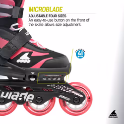 Rollerblade Microblade Kid's Adjustable Fitness Inline Skate  Pink/Black  Youth Performance Inline Skates