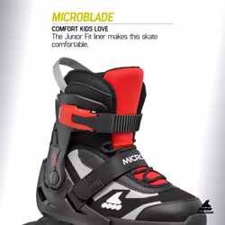 Rollerblade Microblade Kid's Adjustable Fitness Inline Skate  Black/Red  Junior  Youth Performance Inline Skates