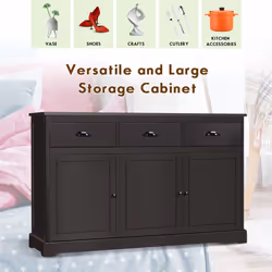 Kitchen Buffet Sideboard Wooden Storage Cupboard Cabinet with Adjustable Shelf