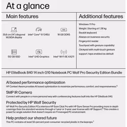 HP EliteBook 840 G10 Intel® Core™ i5 i5-1345U Laptop 35.6 cm (14") WUXGA 16 GB DDR5-SDRAM 512 GB SSD Wi-Fi 6E (802.11ax) Windows 11 Pro Silver - Additional view 4