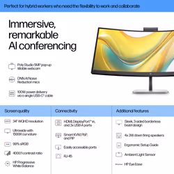 HP Series 5 Pro 34 inch WQHD USB-C Conferencing Monitor - 534pm PVC Free - Additional view 3