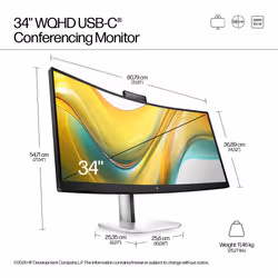 HP Series 5 Pro 34 inch WQHD USB-C Conferencing Monitor - 534pm PVC Free - Additional view 5