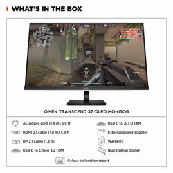 HP OMEN Transcend 31.5 inch UHD 240Hz OLED Gaming Monitor - Transcend 32 - Additional view 6