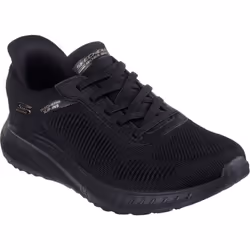 ) Skechers BOBS Sport Squad Chaos Textile Women's Black Trainers - Black, 8 (Adults'