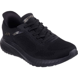 ) Skechers BOBS Sport Squad Chaos Textile Women's Black Trainers - Black, 8 (Adults'