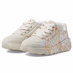 Skechers Girls UNO LITE-Metallic Love Sneaker  Natural/Multi  11 Little Kid