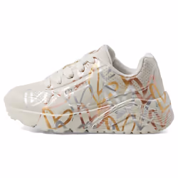 Skechers Girls UNO LITE-Metallic Love Sneaker  Natural/Multi  11 Little Kid