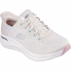 ) Skechers Arch Fit 2.0 - Easy Chic Textile Women's Natural/Pink Trainers - Not Specified, 4 (Adults'