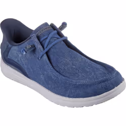 ) Skechers Melson Coronado Textile Men's Denim Moccasins Shoes - Blue, 8 (Adults'