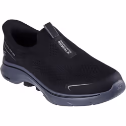 ) Skechers GO WALK 7 Easy On Evolution Textile Men's Black/Charcoal Trainers - Black, 7 (Adults'