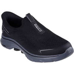) Skechers GO WALK 7 Easy On Evolution Textile Men's Black/Charcoal Trainers - Black, 7 (Adults'