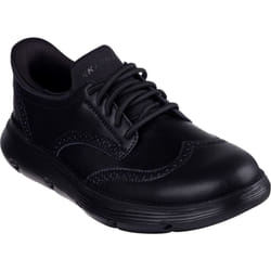 ) Skechers Garza Sully Leather Men's Black Lace-Up Shoes - Black, 7 (Adults'