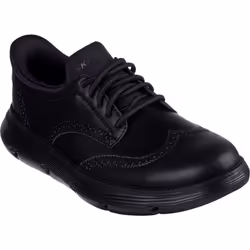 ) Skechers Garza Sully Leather Men's Black Lace-Up Shoes - Black, 9 (Adults'