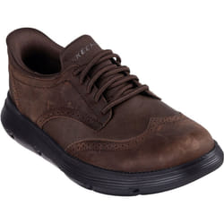 ) Skechers Garza Sully Leather Men's Cocoa Lace-Up Shoes - Brown, 6 (Adults'