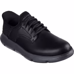 ) Skechers Garza Carlyn Leather Men's Black Lace-Up Shoes - Black, 6 (Adults'