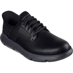 ) Skechers Garza Carlyn Leather Men's Black Lace-Up Shoes - Black, 6 (Adults'