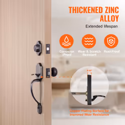 VEVOR Front Door Handle and Deadbolt Set  Matte Black Front Door Lock Set with Interior Knob  Adjustable Hole Spacing Single Cylinder Handleset  for R