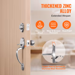 VEVOR Front Door Handle and Deadbolt Set  Satin Nickel Front Door Lock Set with Interior Knob  Adjustable Hole Spacing Single Cylinder Handleset  for