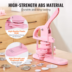 VEVOR Button Maker Machine  25/32/58mm(1/1.25/2.25 inch) 3-in-1 Button Maker with 300pcs Button Parts  Ergonomic Arc Handle Punch  Pin Maker with Pand