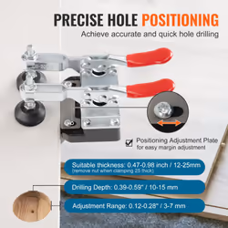 VEVOR 35 mm Concealed Door Hinge Jig  Aluminum Alloy Cabinet Hinge Jig  Accurate Locking Dual Clamp Fixation Hinge Drill Jig with Accessories  Woodwor