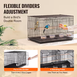 VEVOR 30-inch Flight Bird Cage  Stackable Divided Small Parakeet Cage for Parrots Canaries Cockatiels Lovebirds Finches Budgies Conures Macaws Pet Tra