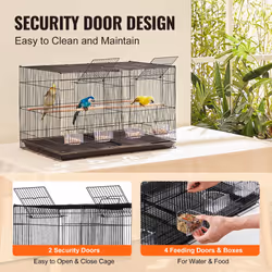 VEVOR 30-inch Flight Bird Cage  Stackable Divided Small Parakeet Cage for Parrots Canaries Cockatiels Lovebirds Finches Budgies Conures Macaws Pet Tra