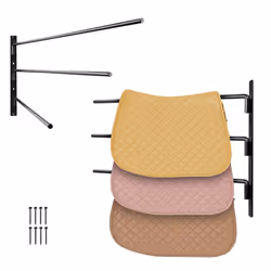 VEVOR Wall Mounted Saddle Rack 2 Packs Swing Out Saddle Holder Three Tiers Horse Saddle Stand Space Saving Horse Pad and B ...