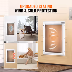 VEVOR Pet Door for Interior and Exterior Doors  Aluminum Frame  Metal Closing Panel and Lock  Strong and Durable Dog Door  Pet Door Suitable for Extra