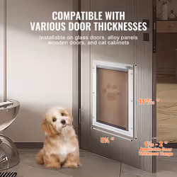 VEVOR Pet Door for Interior and Exterior Doors  Aluminum Frame  Metal Closing Panel and Lock  Strong and Durable Dog Door  Pet Door Suitable for Small